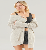 Faceplant Dreams Cardigan Fog Marled