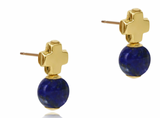 E Newton Signature Cross Gold Stud Lapis