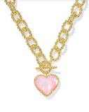 Kendra Scott Haisley Heart Gold Statement Necklace Blush Ivory Mother of Pearl