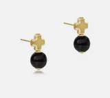 E Newton Signature Cross Gold Stud Faceted Onyx