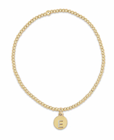 E Newton Classic Gold 2mm Respect Disc Initial Bracelet