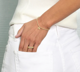 E Newton Classic Gold 2mm Respect Disc Initial Bracelet