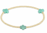 E Newton Signature Cross Small Gold Pattern 2mm Bead Bracelet Mint
