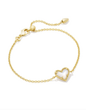 Kendra Scott Ari Heart Gold Delicate Chain Bracelet Ivory Mother of Pearl