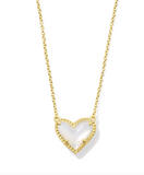 Kendra Scott Ari Heart Gold Pendant Necklace Ivory Mother of Pearl