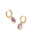 Kendra Scott Hallie Gold Huggie Earrings Purple Watercolor Illusion