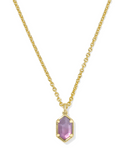 Kendra Scott Hallie Gold Short Pendant Necklace Purple Watercolor Illusion