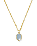 Kendra Scott Hallie Gold Short Pendant Necklace Sky Blue Mother of Pearl