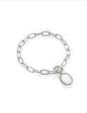 Kendra Scott Daphne Silver Link and Chain Bracelet Ivory Mother of Pearl