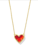 Kendra Scott Ari Heart Gold Pendant Necklace Red Illusion