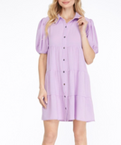 Grace Tiered Shirt Dress Lilac
