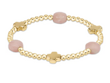 E Newton Signature Cross Admire Gold Pattern 3mm Bead Bracelet Pink Opal