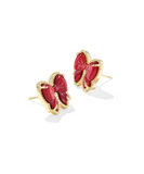 Kendra Scott Haley Gold Bow Stud Earrings Scarlet Red Mother of Pearl