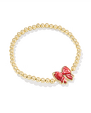 Kendra Scott Haley Gold Bow Stretch Bracelet Scarlet Red Mother of Pearl