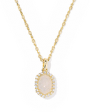 Kendra Scott Daphne Gold Crystal Frame Short Pendant Necklace Iridescent Drusy