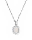 Kendra Scott Daphne Silver Crystal Frame Short Pendant Necklace Iridescent Drusy