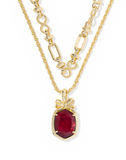 Kendra Scott Daphne Bow Gold Multi Strand Necklace Burgundy Illusion