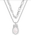 Kendra Scott Daphne Bow Silver Multi Strand Necklace Ivory Illusion