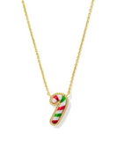 Kendra Scott Candy Cane Gold Short Pendant Necklace Red Green Mix