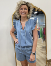 Karlie Denim 2 Piece Short Set