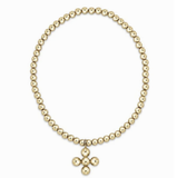 E Newton Gold Gold 3mm w Signature Cross Gold Charm 4mm