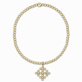 E Newton Classic Gold 2.5mm W Classic Beaded Signature Cross Encompass Gold Charm