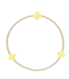 E Newton Signature Cross Gold Pattern 2mm Bead Bracelet Canary