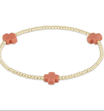 E Newton Signature Cross Gold Pattern 2mm Bead Bracelet Coral