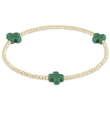 E Newton Signature Cross Gold Pattern 2mm Bead Bracelet Emerald