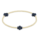 E Newton Signature Cross Gold Pattern 2mm Bead Bracelet Navy