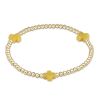 E Newton Signature Cross Gold Pattern 3mm Bead Bracelet Canary