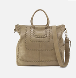 HOBO Sheila Large Satchel Metallic Leather Burnished Sage