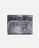 HOBO Robin Compact Wallet Metallic Leather Blue Pewter