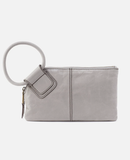 HOBO Sable Wristlet Clutch Polished Leather Light Grey