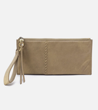 HOBO Vida Wristlet Metallic Leather Burnished Sage