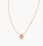 Kendra Scott Framed Gold Tess Satellite Short Pendant Necklace Luster Rose Pink Opal