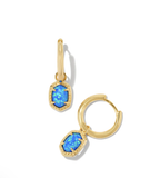 Kendra Scott Daphne Framed Huggie Earrings Gold Bright Blue Opal