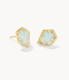 Kendra Scott Framed Gold Tessa Stud Earrings Luster Light Blue Kyocera