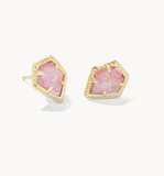 Kendra Scott Framed Gold Tessa Stud Earrings Luster Rose Pink Kyocera
