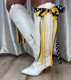 Game Day Boot Bows -black & gold w/pearls