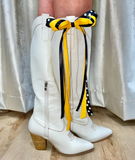 Game Day Boot Bows -black & gold w/pearls