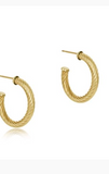 E Newton Round Gold 1.125 Post Hoop 4mm Textured Twist Earrings