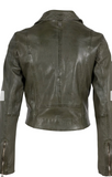 Mauritius Julene Leather Moto Jacket Jade