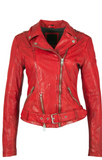 Mauritius Wild Leather Crop Jacket Lipstick Red