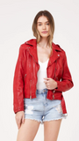 Mauritius Wild Leather Crop Jacket Lipstick Red