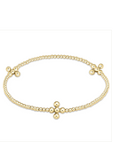 E Newton Signature Cross Gold Pattern 2mm Bead Bracelet - Classic Beaded Signature Cross Gold - 3mm Bead Gold