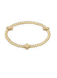 E Newton Signature Cross Gold Pattern 3mm Bead Bracelet Gold