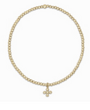 E NewtonClassic 2 mm Gold w Gold Beaded Signature Cross