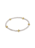 E Newton Signature Cross Small Pearl Pattern 3mm Bead Bracelet Gold