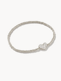Kendra Scott Ari Silver Pave Heart Stretch Bracelet White Crystal